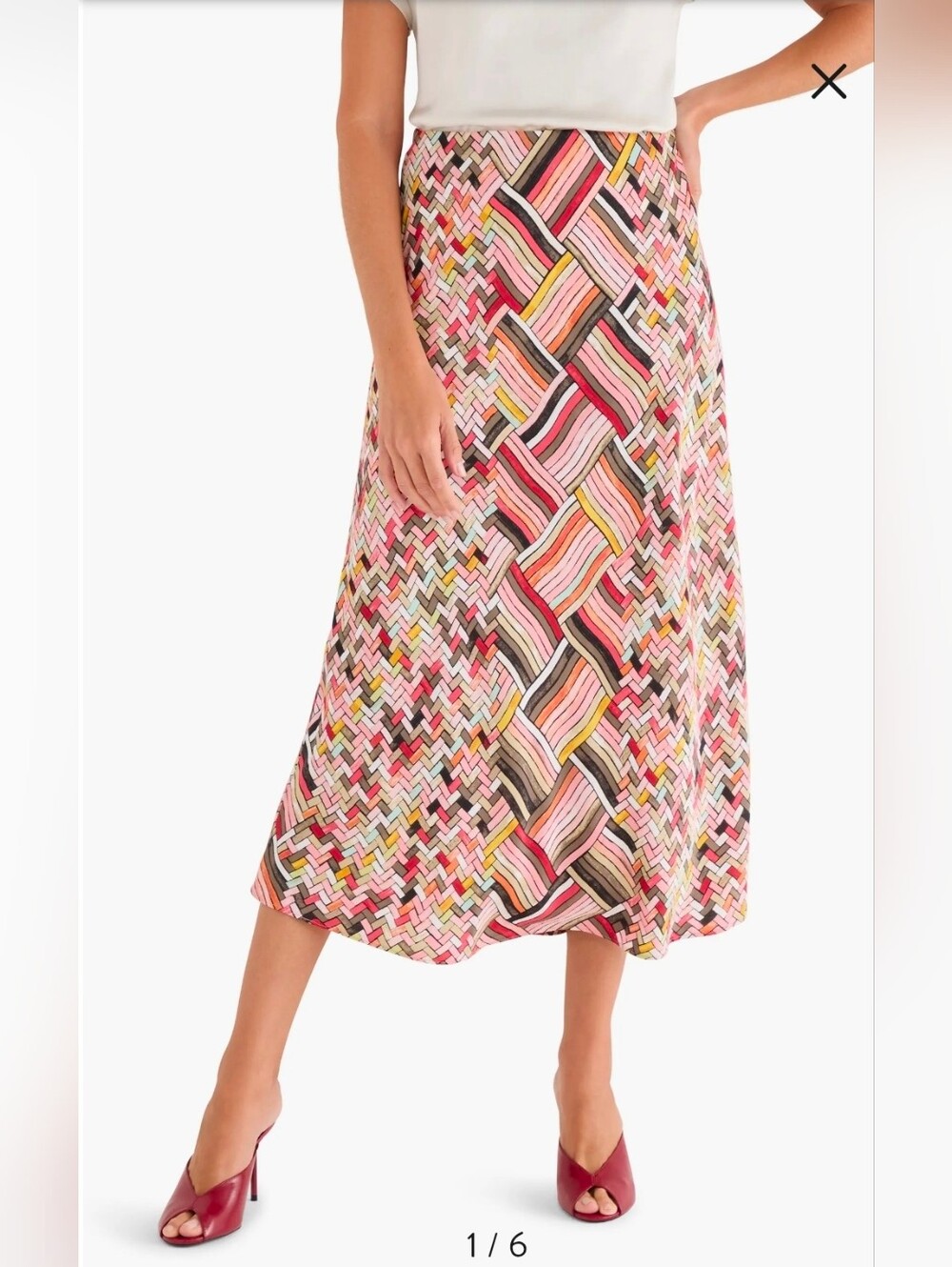 NIC+ZOE Colorweave Slip Skirt Silky Midi Size S